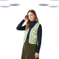 Ex Women's Fat Face Jersey Waistcoat - Embroidered Olive Green (Defect) - L Regular