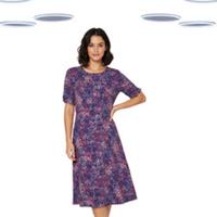 Ex Fat Face Womens Jersey Dress - Spotted Short Sleeve Purple (Defect) Size 12 - 12 Regular