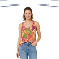 Ex Fat Face Womens Vest - Sleeveless Tropical Blooms Button up Orange (Defect) - 14 Regular
