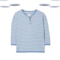 Ex Fat Face Women's Sweatshirt Stripe Henley Long Sleeve Blue (Defect) Size 12 - 12 Regular