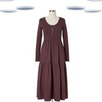 Ex Fat Face Women's Midi Dress Purple Jersey Woven Long Sleeve - 20 Petites
