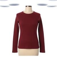 Ex Fat Face Womens Top Dark Red Long Sleeve Cotton Round Neck (Defect) - 10 Regular