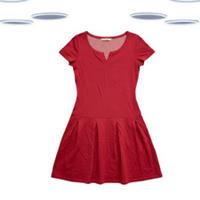 Ex Fat Face Women's Dress -Short Sleeve Pleated Jersey Red (Defect) (Size 12) - 12 Regular