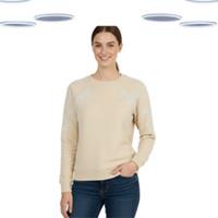 Ex Women's FatFace Sweatshirt - Beige Embroidered Crew Neck Cotton (Defect) - 12 Regular
