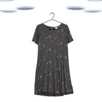 Ex Fat Face Women's Simone Dress - Short Sleeve Vintage Floral Spotted Black - 10 Regular