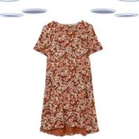 Ex Fat Face Women's Simone Dress - Floral Jersey Rust Brown (Size 12R) - 12 Regular