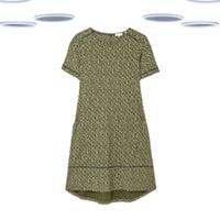 Ex Fat Face Women's Simone Dress - Short Sleeve Butterfly Floral Jersey Green - 8 Regular