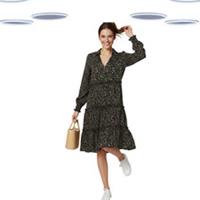 Ex Women's Fat Face Midi Dress- Spotted Tiered Jersey Black (Defect) (Size 12R) - 12 Regular