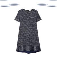 Ex Womens Fat Face Simone Dress - Short Sleeve Jersey Wave Dot Blue (Defect)