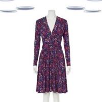 Ex Fat Face Women's Dress Purple Long Sleeve Belted Jersey Abstract Print - 12 Regular