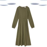 Ex Fatface Women's Midi Dress - Solid Jersey Olive Green (Defect) (Size 12) - 12 Regular