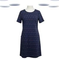 Ex Fat Face Women's Dress Navy Short Sleeve Geo Print Back Zip (Defect) - 8 Regular