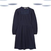 Ex Fat Face Women's Dress- Pintuck Long Sleeve Jersey Navy (Defect) (Size 22L) - 22 Regular