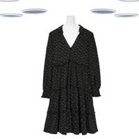 Ex Fat Face Women's Dress Black Jersey Cotton Long Sleeve Printed (Size 12) - 12 Regular