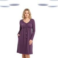 Ex Fat Face Women's Dress - Shirred Long Sleeve Solid Purple (Size 12) (Defect) - 12 Regular