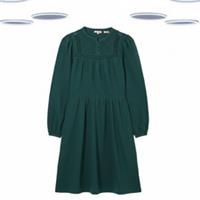 Ex Fat Face Women's Dress- Pintuck Long Sleeve Jersey Green (Defect) (Size 12R) - 12 Regular