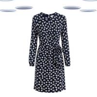 Ex Fat Face Women's Dress- Faux Wrap Long Sleeve Jersey Navy (Defect) (Size 12) - 12 Regular