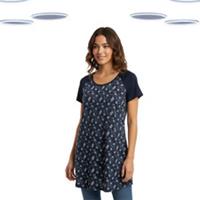 Ex Fat Face Women's Top- Jersey Short Sleeve Floral Navy (Defect) (Size 12) - 12 Regular