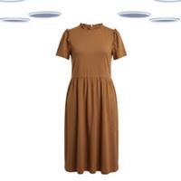 Ex Fat Face Women's Dress- Solid Short Sleeve Jersey Brown (Size 12) (Defect) - 12 Regular