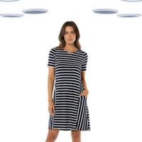Ex Fat Face Women's Simone Dress-Striped Printed Jersey Navy (Size 20R) (Defect) - 20 Regular