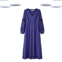 Ex Fat Face Women's Maxi Dress - Embroidered Jersey Navy (Defect) (Size 12) - 12 Regular