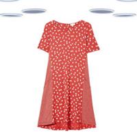 Ex Fat Face Women's Simone Dress- Floral Printed Jersey Red (Size 6R) - 6 Regular