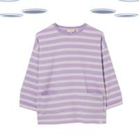 Ex Fat Face Womens Sweatshirt - 3/4 Sleeve Crew Lilac Stripe (Size 14) (Defect) - 14 Regular