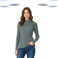 Ex Fat Face Women's Top - Ribbed Long Sleeve Jersey Grey (Size 10) - 10 Regular