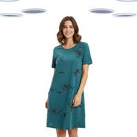 Ex Fat Face Women's Simone Dress - Embroidered Jersey Green (Size 12R) (Defect) - 12 Regular