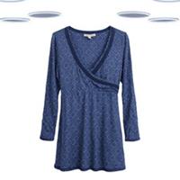 Ex Fat Face Women's Tunic Top - Tile Print Jersey Navy (Size 12) (Defect) - 12 Regular