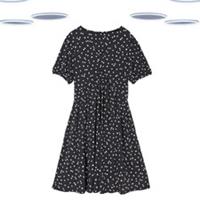Ex Fat Face Women's Dress - Quarter Sleeve Ruched Polka Spotted Jersey Navy - 12 Regular