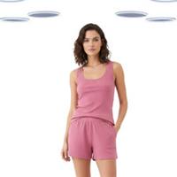 Ex Fat Face Women's Vest Top - Sleeveless Rib Pyjama Vest Pink - 12 Regular