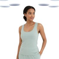 Ex Fat Face Women's Vest Top - Sleeveless Rib Pyjama Vest Mint Green - 12 Regular