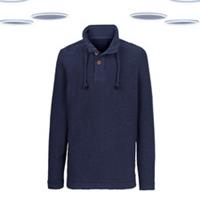 Ex Fat Face Mens Hoodie - Textured Overhead Knitted Navy Mix (Size S) - S Regular