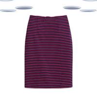Ex Fat Face Women's Pencil Skirt - Stripe Textured Navy Mix - 8 Regular