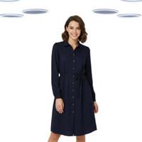 Ex Fat Face Women's Shirt Dress - Long Sleeve Solid Jersey Navy (Size 18 Long) - 18 Regular