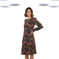 Ex Fat Face Women's Dress - Long Sleeve Floral Tile Art Jersey Multi - 10 Regular