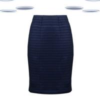 Ex Fat Face Women's Pencil Skirt - Jennie Stripe Textured Navy - 8 Regular
