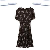 Ex Fat Face Women's Dress - Delilah Floating Floral Jersey Black (Size 6R) - 6 Regular