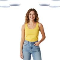 Ex Fat Face Womens Vest - Sleeveless Summer Organic Cotton Yellow (Size 24) - 24 Regular