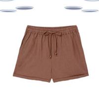 Ex Fat Face Women's Shorts - Soft Linen Summer Solid Brown (Size 22) - 22 Regular