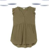 Ex Fat Face Women's Top Green Longline Sleeveless V- Neck Cotton (Size 16) - 16 Regular