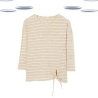 Ex Fat Face Women's Top Multi Tie Knot Cotton Relaxed Long Sleeve - 6 Regular