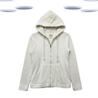 Ex Fat Face Women's Hoodie - Full Zip Brushed Textured Ivory (Size M) (Defet) - M Regular