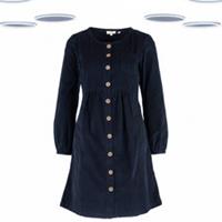 Ex Fat Face Women's Shirt Dress - Long Sleeve Micro Corduroy Navy (Size 12) - 12 Regular