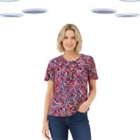 Ex Fat Face Womens Blouse - Short Sleeve Paisley Printed Boho Purple - 14 Regular