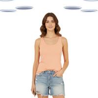 Ex Fat Face Womens Vest - Sleeveless Back Textured Solid Peachy (Defect) - 12 Regular