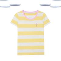 Ex Fat Face Womens T-Shirt - Short Sleeve Judes Stripe Yellow (Defect) - 10 Regular