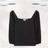Ex Fat Face Womens Top Black Puff sleeves Summer - 10 Regular