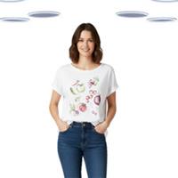 Ex Fat Face Women's T-Shirt - Short Sleeve Ivy Fruit Graphic White (Defect) - 14 Regular